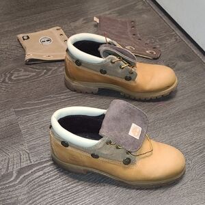 Timberland Tan and Gray Boots